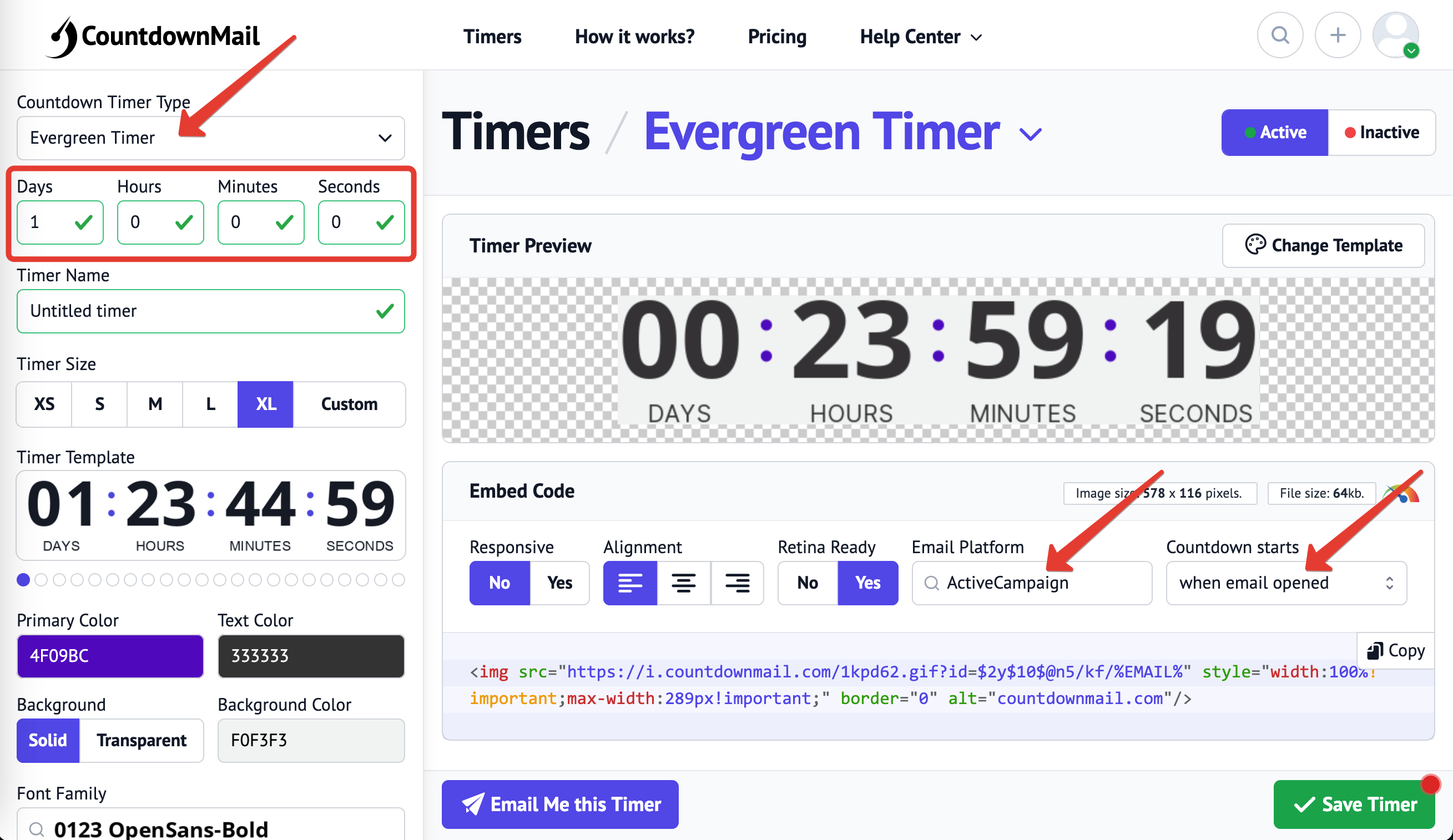 Adding an evergreen timers