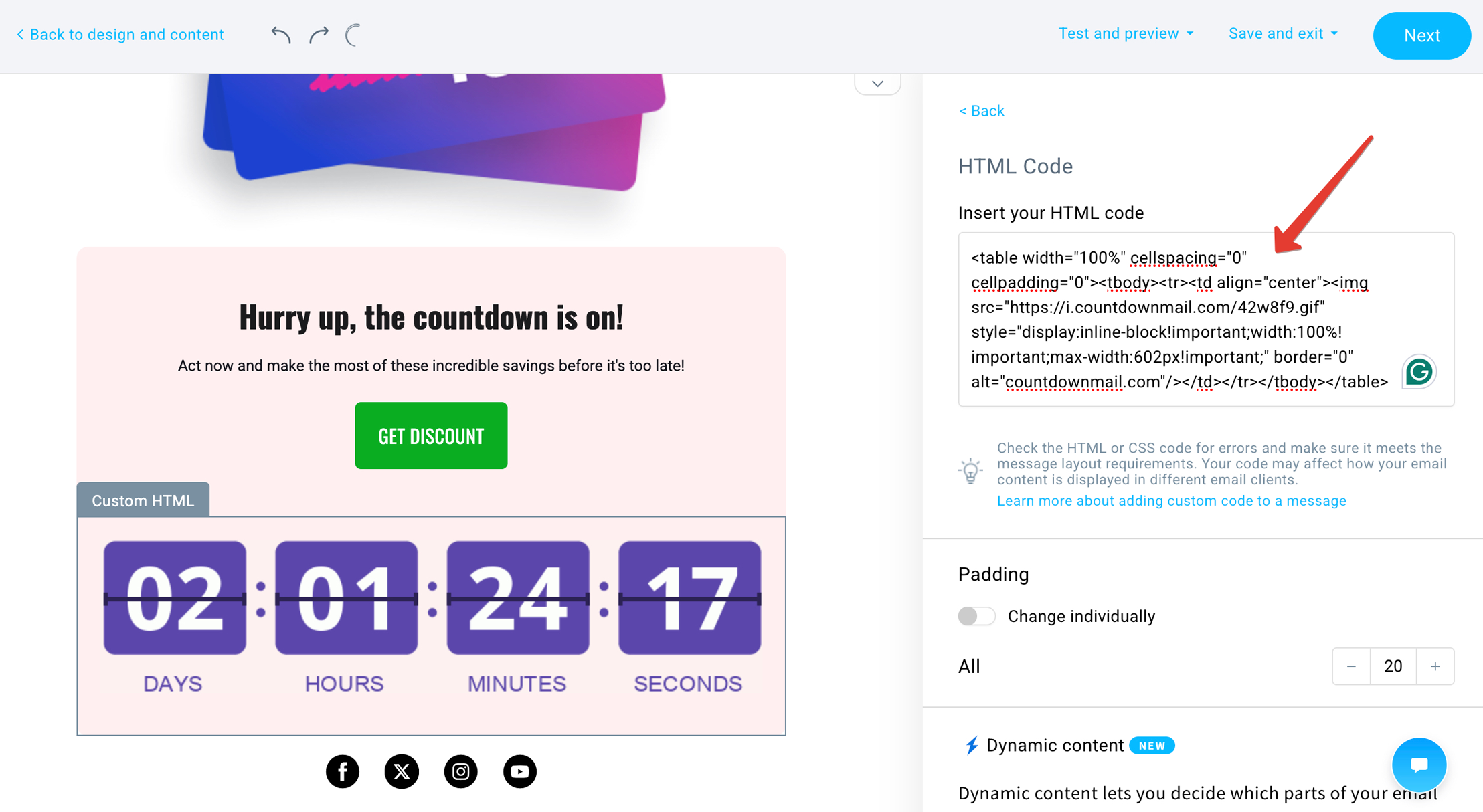 Adding a countdown timer in GetResponse campaigns