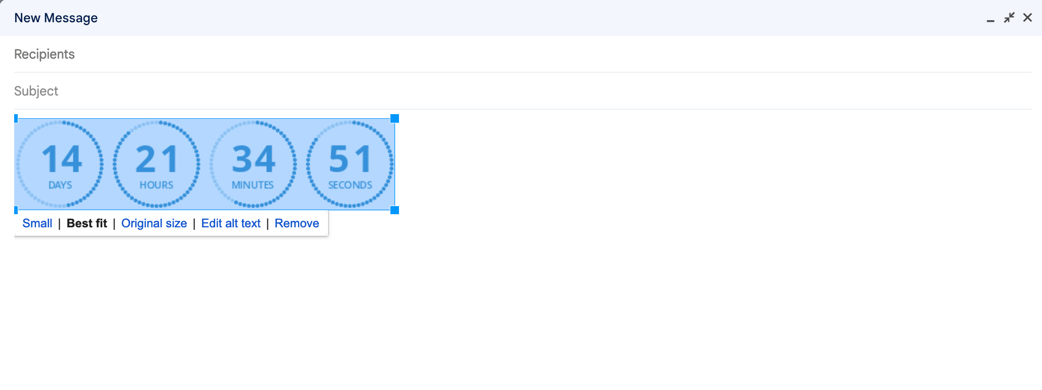 Adding a countdown timer in gmail