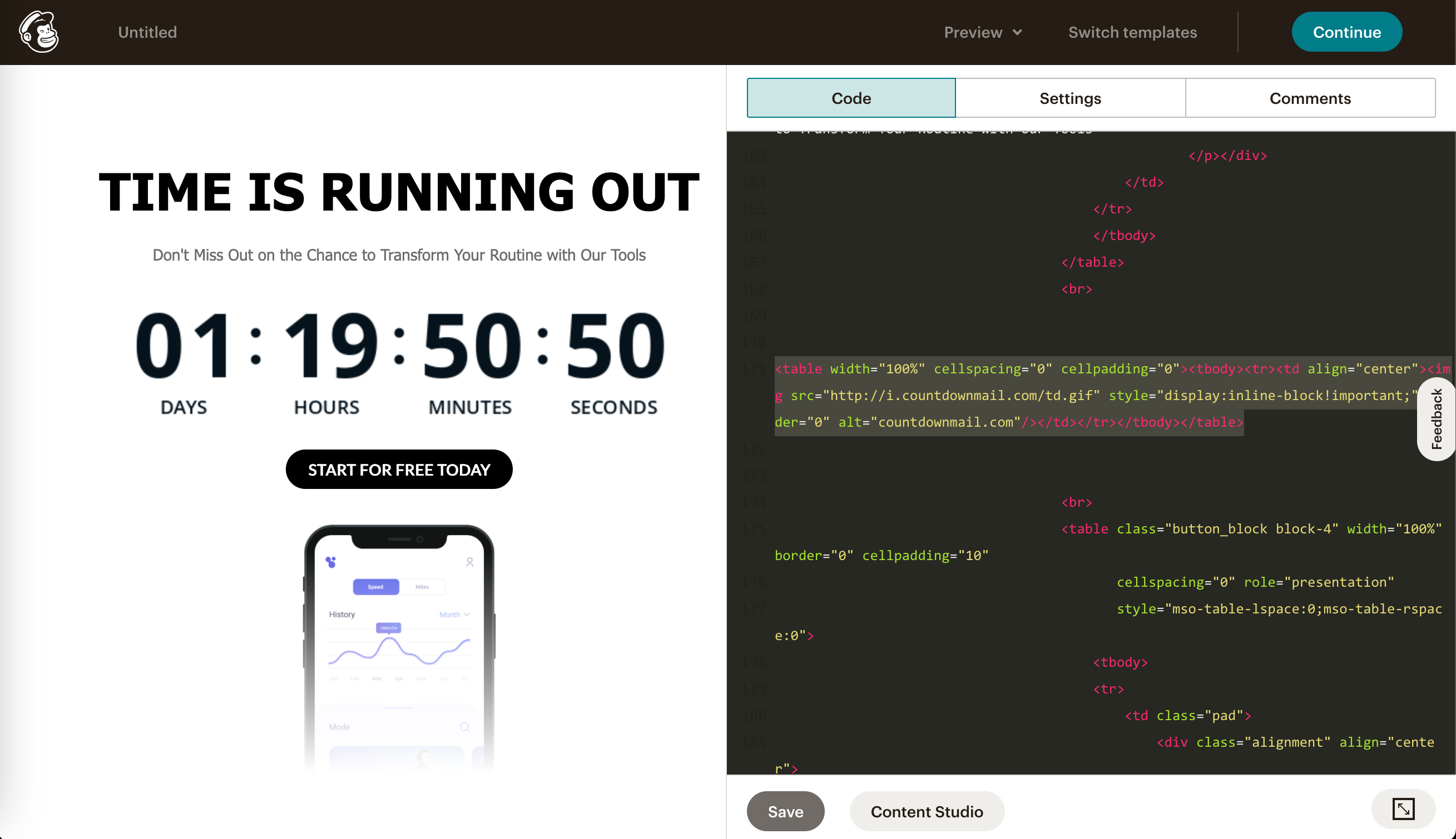 MailChimp countdown timers Code Your Own template